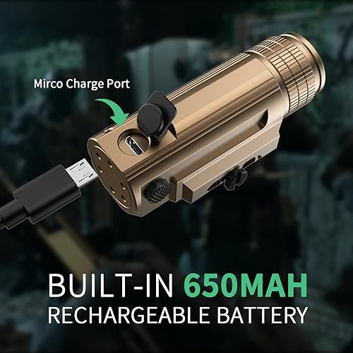 Miniatura 5 de 700 lúmenes recargable pistola luz FDE montaje en riel linterna táctica para Glock Compact LED pistola luz para Picatinny MIL-STD-1913