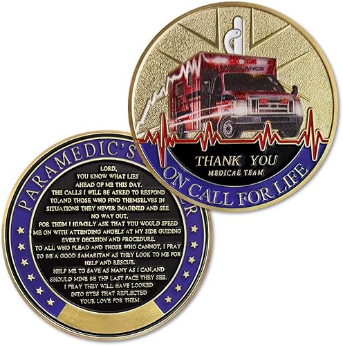 Monedas de desafío EMT EMS de oración de paramédico, moneda de emergencia, despachador de paramédicos, regalos de médico de Acción de Gracias,
