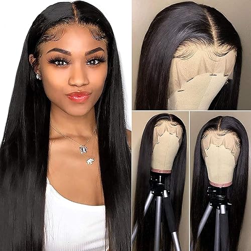 Lace Front Wigs Human Hair, A ALIMICE 13x4x1 Human Hair Wigs for Black Women Brazilian Human Hair Wigs 9A Straight HD Lace Front Wigs Human Hair 150% Density (16 Inch, Natural Color)