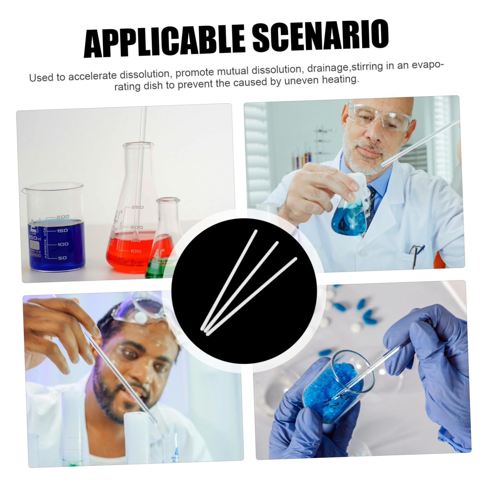 OSOLADY 3pcs Stirrer for Use Drink Stirrer Sticks Cocktail Stirrers Orange Reflector Tape Laboratory Stirring Stick Beverage Stirrers Lab Equipment Round Lab Beverages Glass Stirring Rod