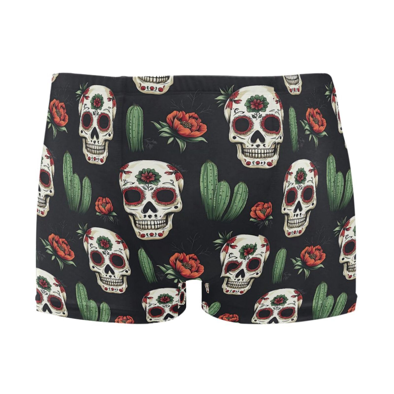 Mens Swim Trunks Sugar Skull Cactus Square Leg Swimwear Bathing Suits Swimsuit for Men XL 202c1128
