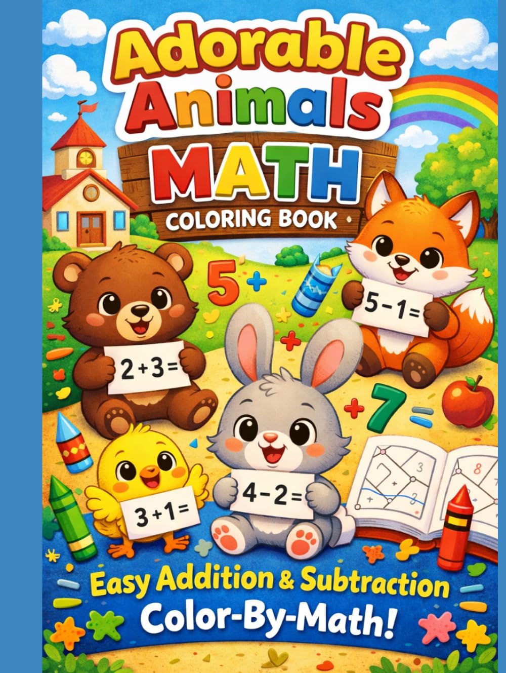 Adorable Animals Math Coloring Book: Easy Addition & Subtraction Color-By-Math Worksheets for Early Learners