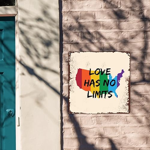 Miniatura 4 de UFunhome LGBT Pride Tin Sign Love Has No Limits Only People Do Tin Metal Sign Retro Lesbian & Gay Tin Art Sign Decorative For Porch Patio Kitchen