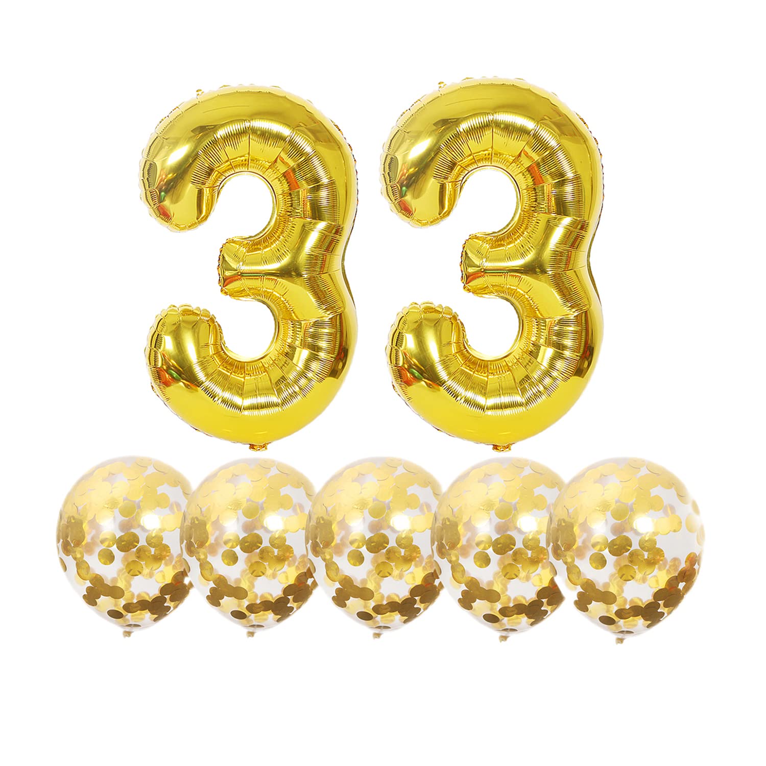 Balloons 33rd Birthday Gold Balloon Number 33 Foil Balloon, Decoration 33 Birthday Girl, Giant Number Balloon 40 Inch for Birthday, Anniversary, Wedding Party Decoration