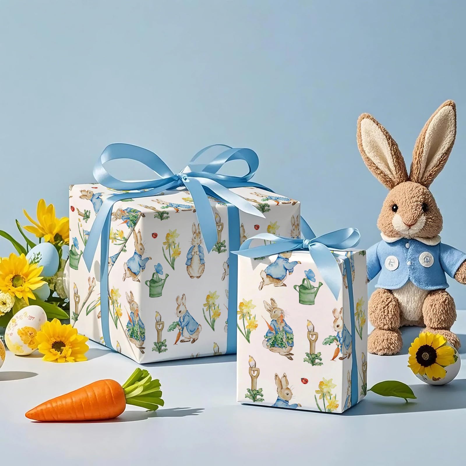 WRAPAHOLIC Rouleau de papier cadeau de Pâques – Mini rouleau de 43,2 cm x 5 m – Motif lapin parfait pour Pâques, fête de printemps, fête prénatale, vacances