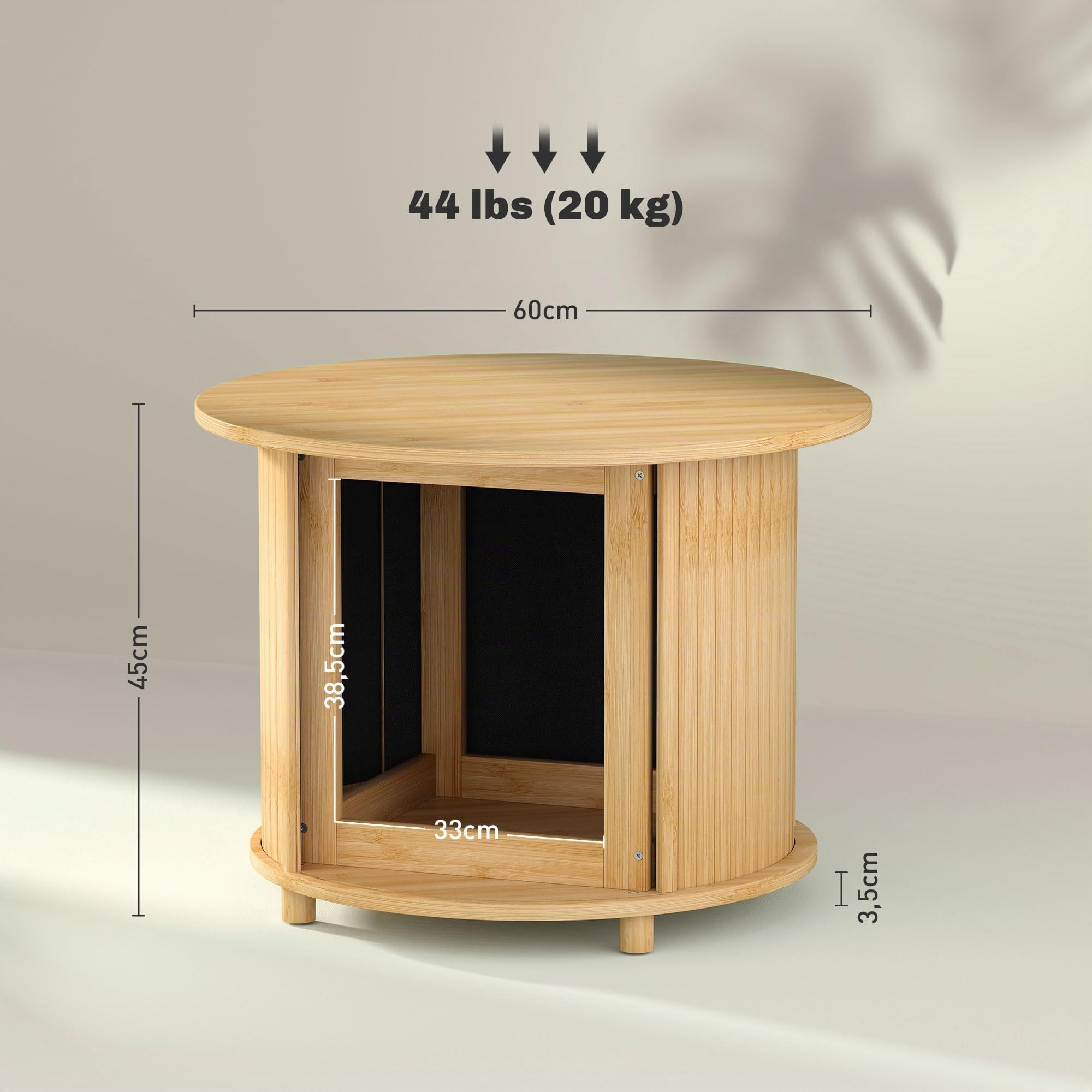 HOMCOM Stół kawowy z ukrytym schowkiem z bambusa naturalny Ø60x45 cm