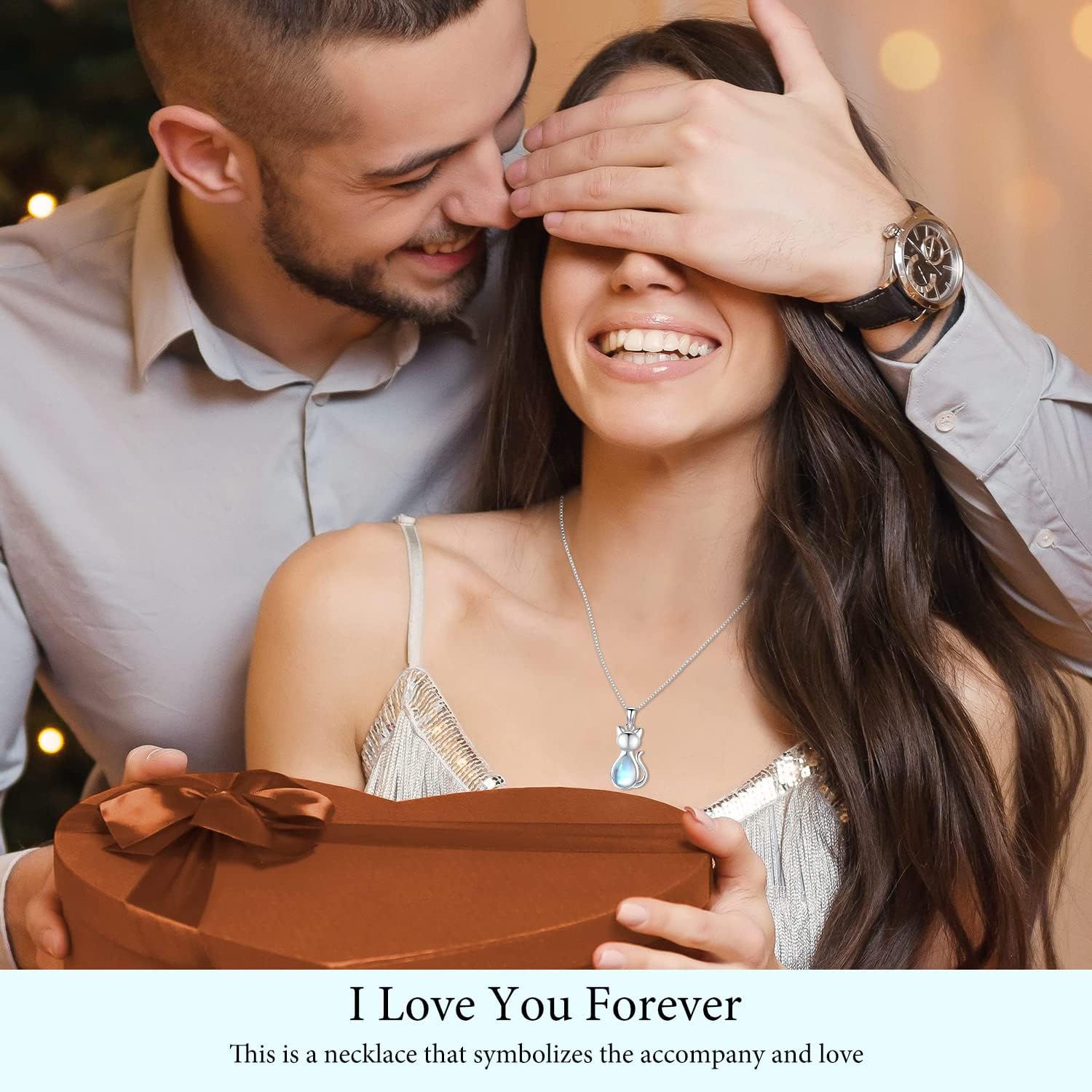 Odinstone Cat Birthstone Necklaces Jewelry Sterling Silver Cat Pendant Necklace Gift for Women Gifts, 18'' Silver Box Chain Women's Birthstone Crystal Cat Jewelry Gifts - Image 7