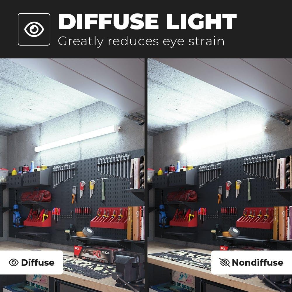 HOFTRONIC - 4er Pack LED Feuchtraumleuchte 150cm IP65-48W 5760 Lumen - 6500K Tageslichtweiß - Verknüpfbar - Kellerleuchte, Nassraumleuchte - Feuchtraum Wannenleuchte