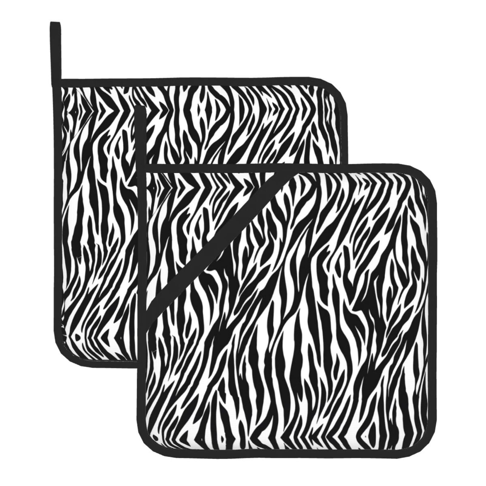 HJFCZH Zebra Print Prints Square Hot Pads for Kitchen Counter - Waterproof Pot Holders, Durable Heat Resistant Throw Layers for Serving, Oven & BBQ - 2 Pack