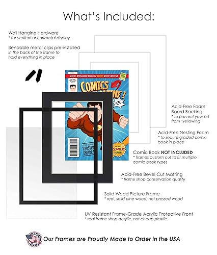 Miniatura 9 de Poster Palooza Marco de cómics con paspartú para 8 cómics de la Edad Dorada publicados entre 1938 y 1956, marco de cómics plateado para cómics de