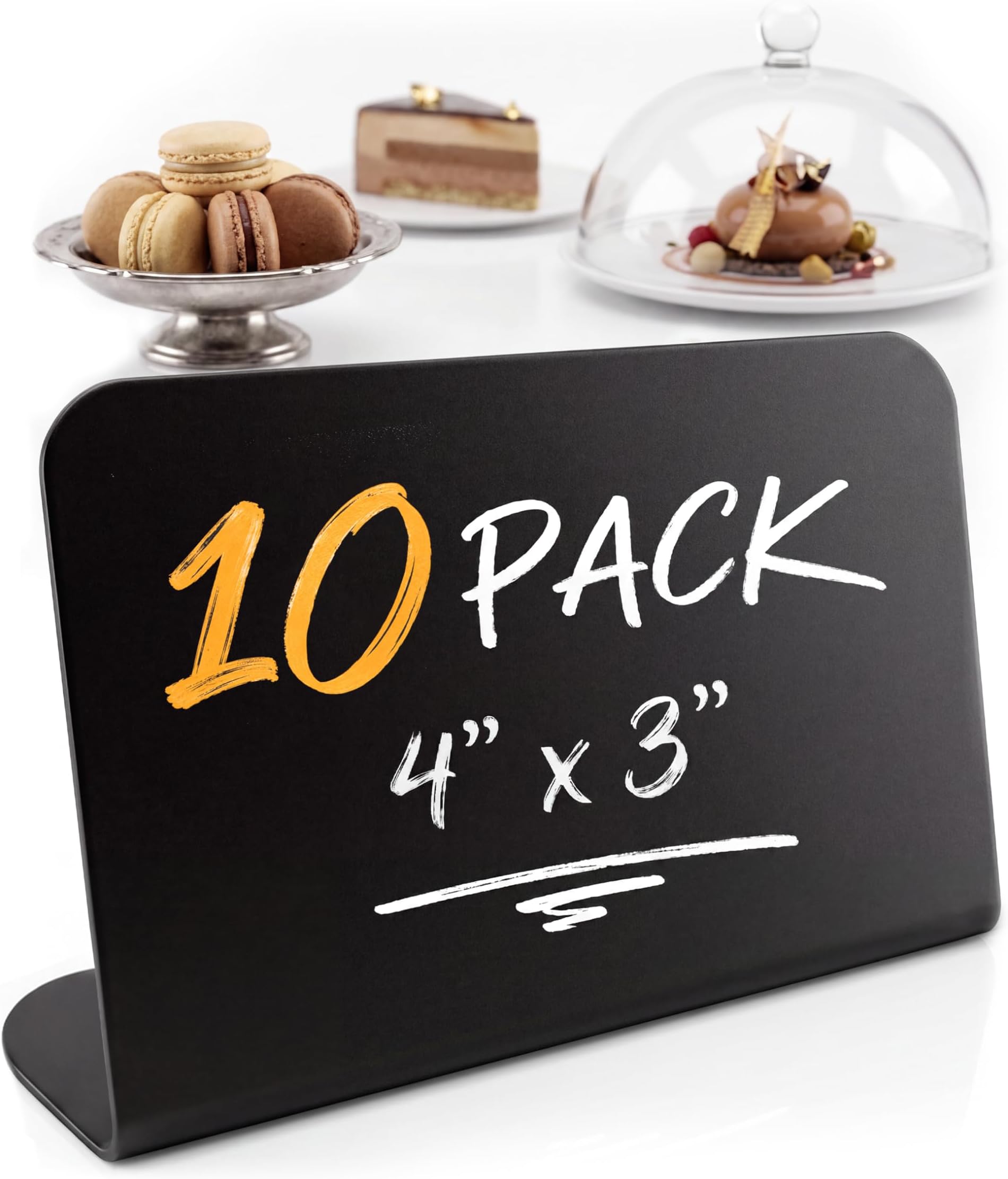 10 Pack Mini Chalkboard Signs 3x4 inch โ Erasable Food Signs for Buffet - Catering - Bakeries & Parties - Small Black Chalkboard Labels - Tabletop Displays & Wedding Chalk Board Name Plates