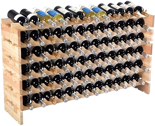 Miniatura 3 de TimmyHouse - Estantería para botellas de vino, apilable, 6 niveles, 72 estantes, madera