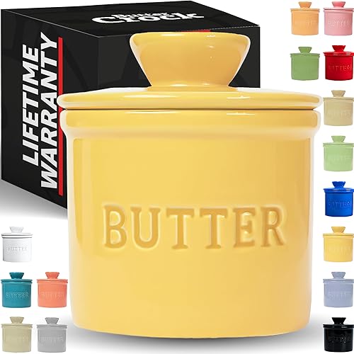 PriorityChef - Mantequilla francesa para encimera con línea de agua, mantequilla untable bajo demanda, mantequilla de cerámica para dejar en la