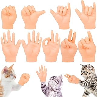 AQKILO Cat Tiny Hands Miniature Finger Puppets TikTok Cat Toys, 9 Pieces