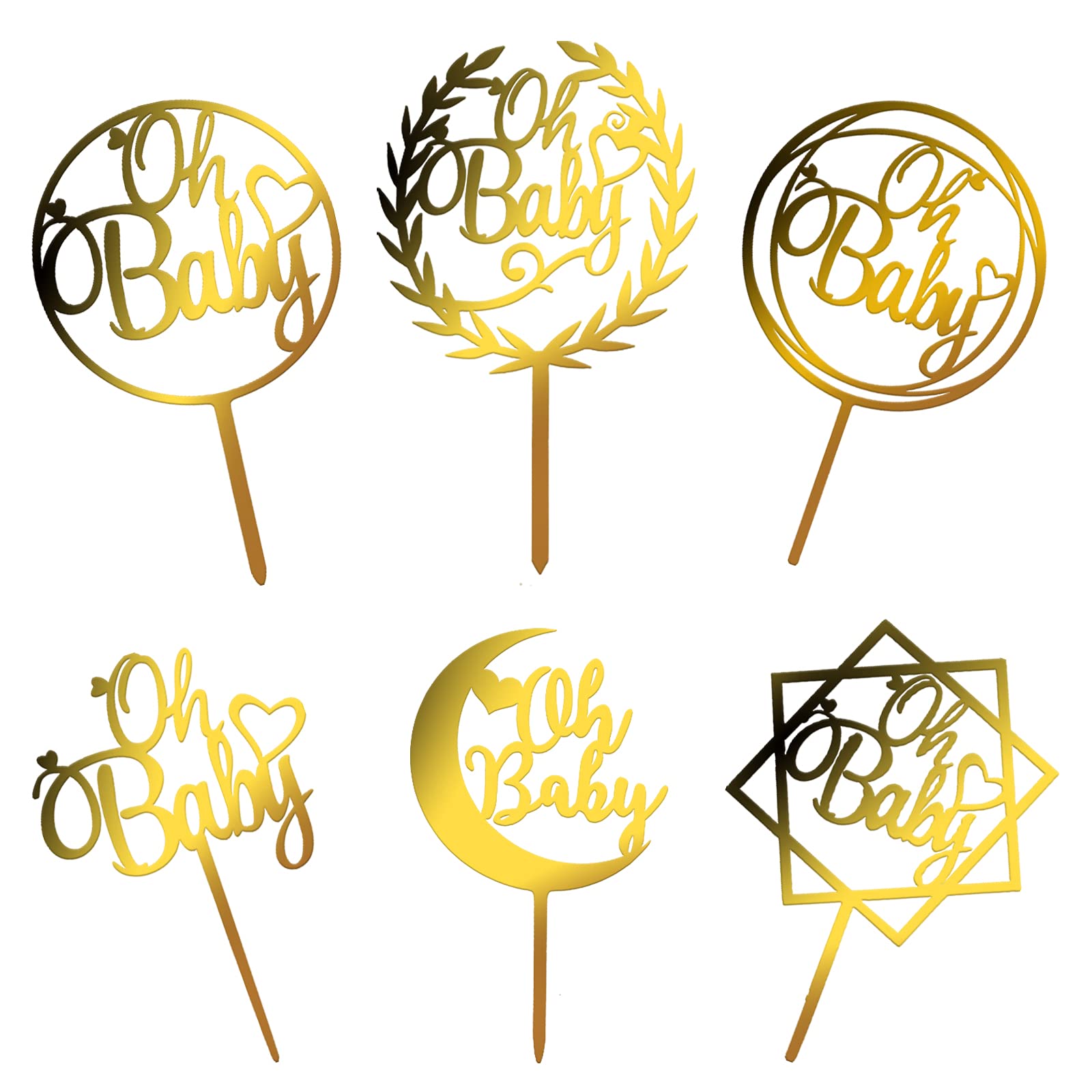 Buy LIHEJY Oh Baby Cake Topper, Gold Acrylic Baby Shower Cake Topper