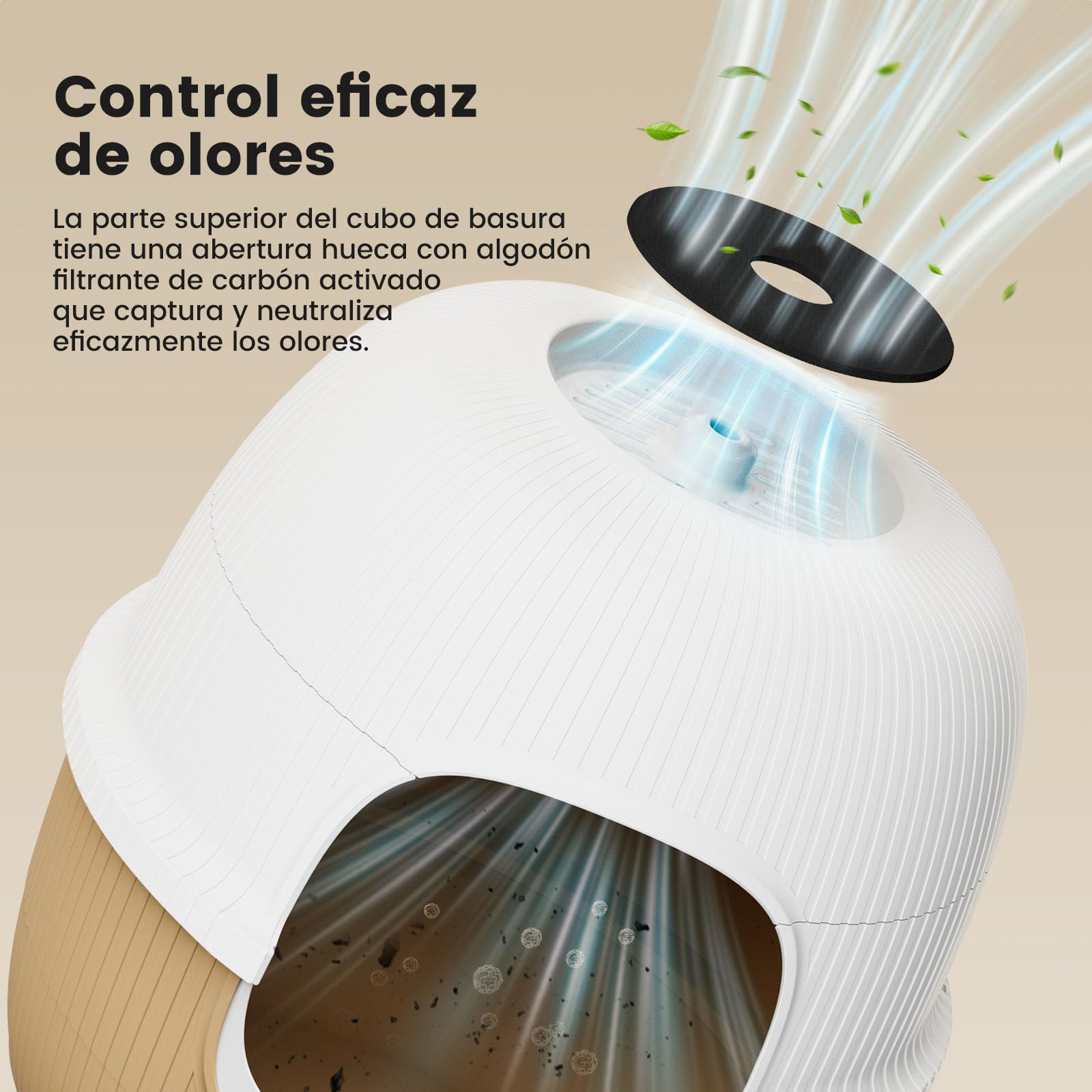 Gardner Pet Arenero Gato con Planta Artificial y Pala-Café Claro | Incluye Filtro de Carbón Activado Anti-Olores, Fácil de Rellenar, Limpiar y Mantener, Diseño a Prueba de Fugas