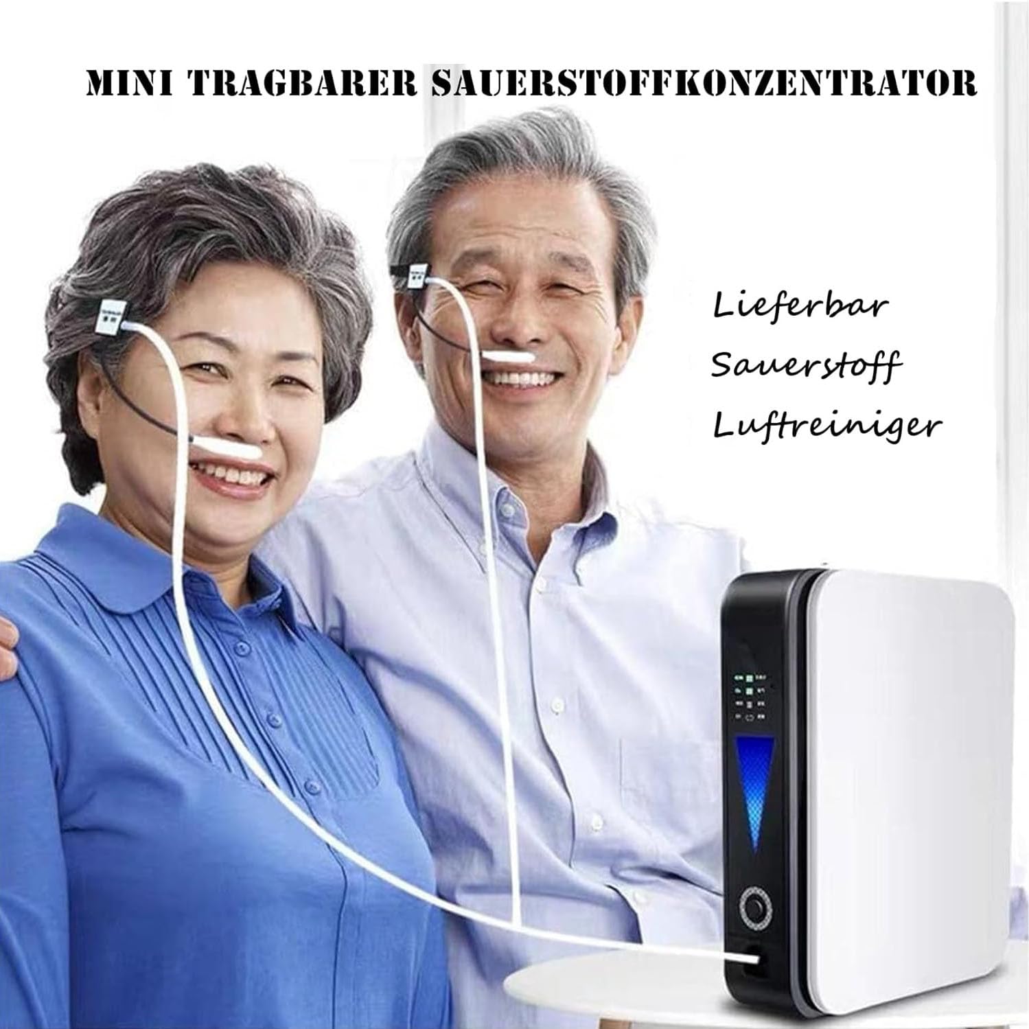Mini concentratore di Ossigeno Portatile, Macchina per Ossigeno, generatore di Ossigeno Regolabile 1-2 l/min per casa, Viaggio, Auto da casa