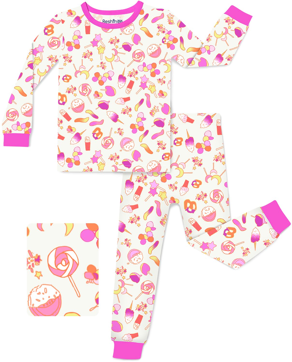 babee Reshinee Bamboo Viscose Toddler Girls Kids Pajamas Unicorn Mermaid Pjs Long Sleeve Snug fit 12M-8Y 2pcs Soft Jammies