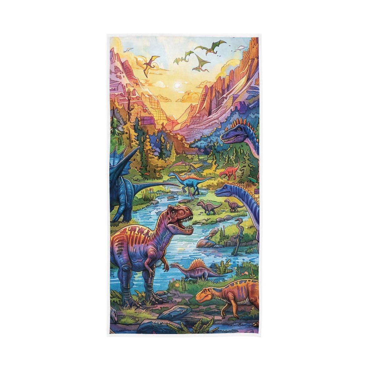 LSRCPD Vibrant Dinosaurs Hand Towels Soft Washcloths Lightweight Towels 15 x 30 Inch