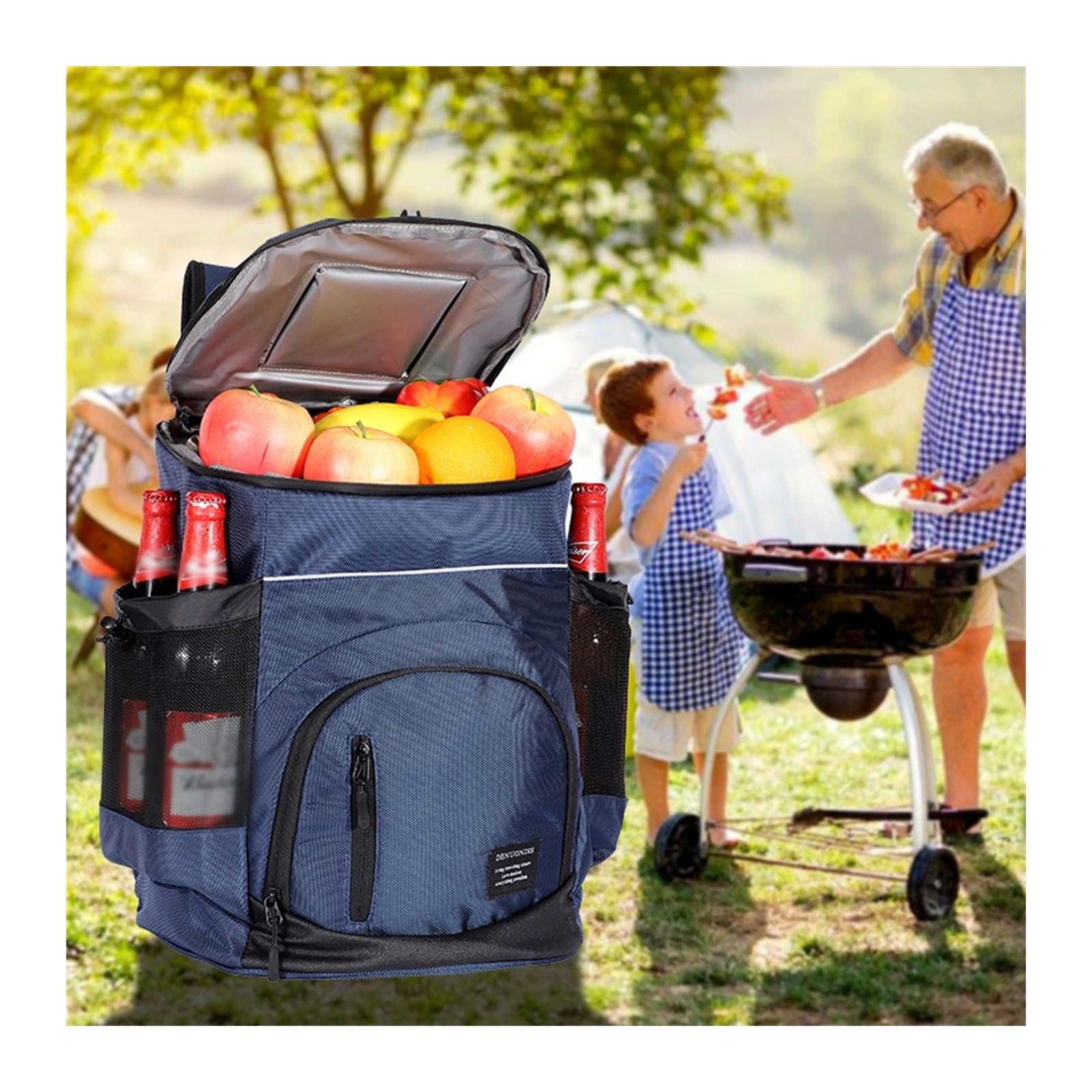 Kosz piknikowy, torba kempingowa, torba na ramię, pogrubiona torba piknikowa o dużej pojemności, torba Bento, zestaw plecaków piknikowych (C)