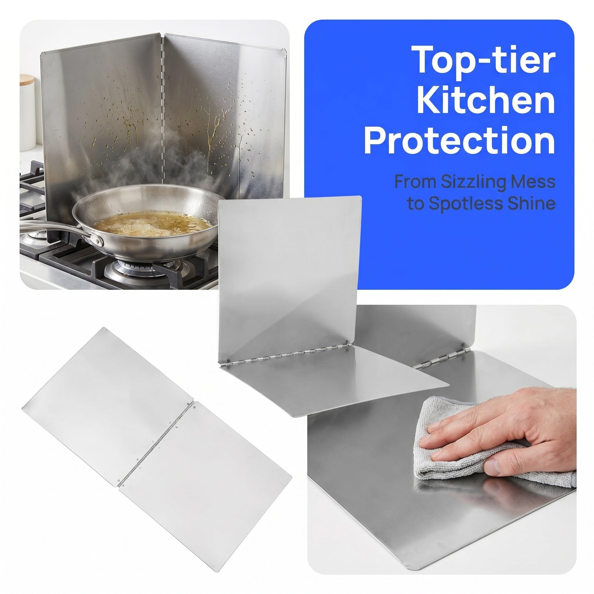 2 Piezas Protector contra Salpicaduras de Cocina Plegable