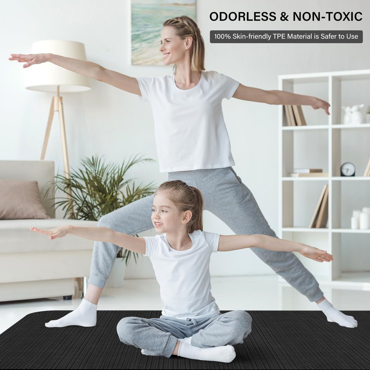 Tappetino da yoga grande, 214 x 81 x 0,6 cm, antiscivolo, durevole, ecologico, tappetino sportivo e ampio per l'allenamento a casa, yoga, pilates, stretching, meditazione