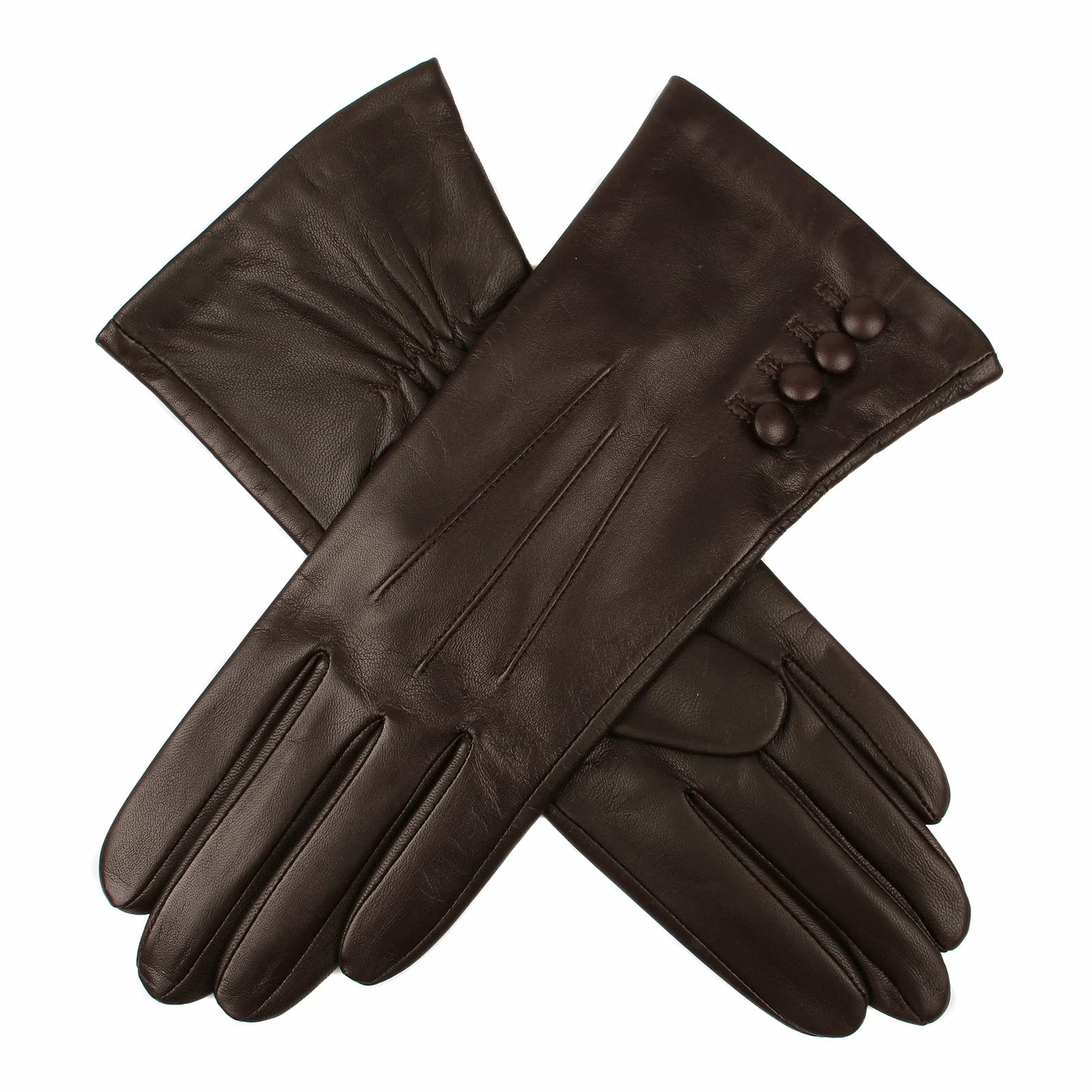 Dents Women's Brown Natalie Silk Lined Hairsheep Leather Touch Screen Gloves - Mocca - Small