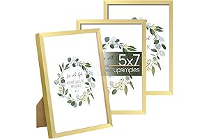 upsimples 5x7 Picture Frames in Polished Gold (Set of 3) - HD...
