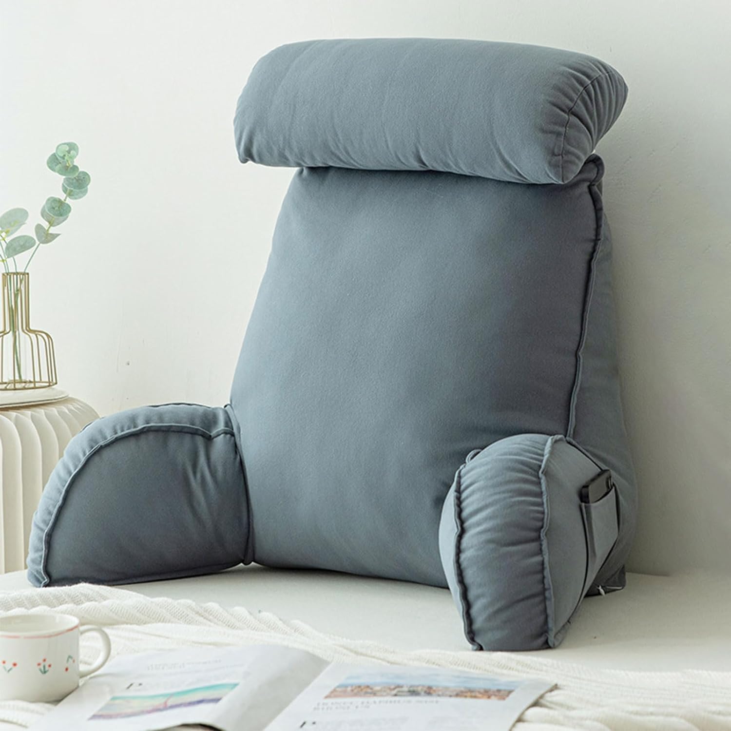 Coussin chevet pour s'asseoir dans le lit avec dossier ergonomique et oreiller de cou amovible