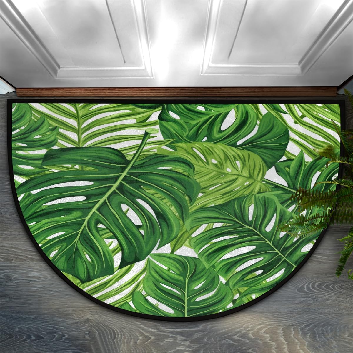 Tapis d'intérieur feuilles de palmier vert design premium