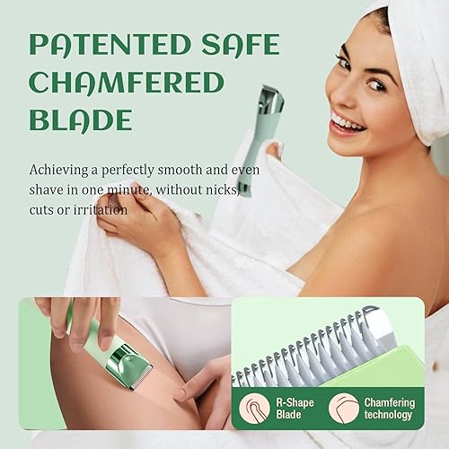 Miniatura 9 de SUPRENT Recortador de bikini para mujer, depilación sin dolor, impermeable, húmedo y seco, afeitadora 2 en 1 para cabello púbico y vello facial,
