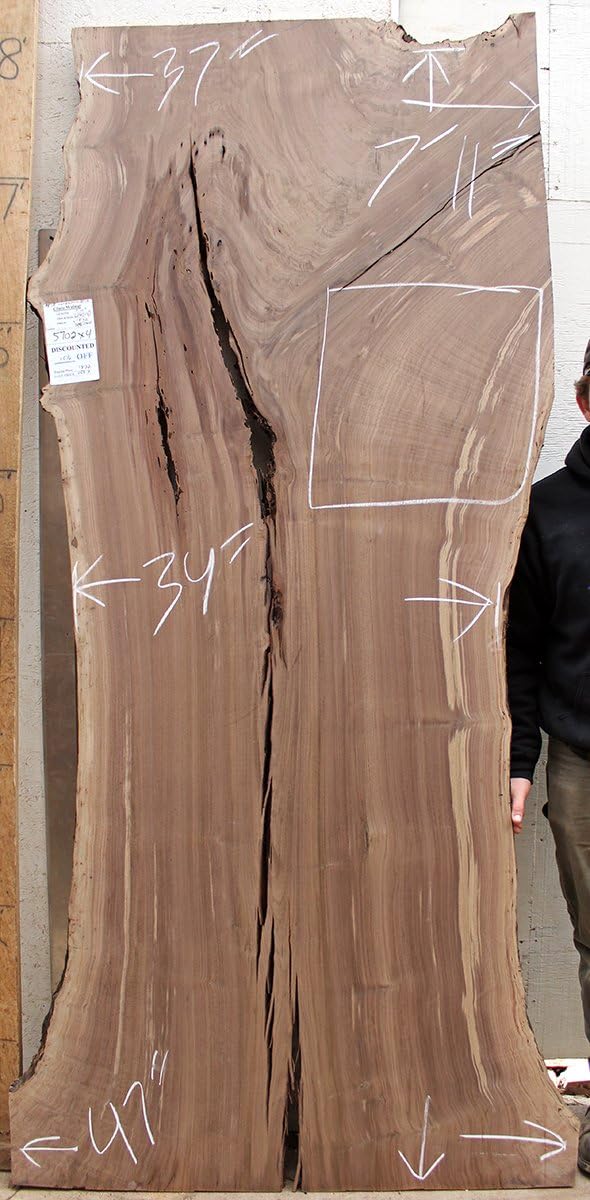 7' Long 39" Wide Figured Live Edge Tabletop Claro Walnut Raw Wood Slab Dining Table Unfinished Rustic Custom Furniture Unique Wide Lumber 5702x04