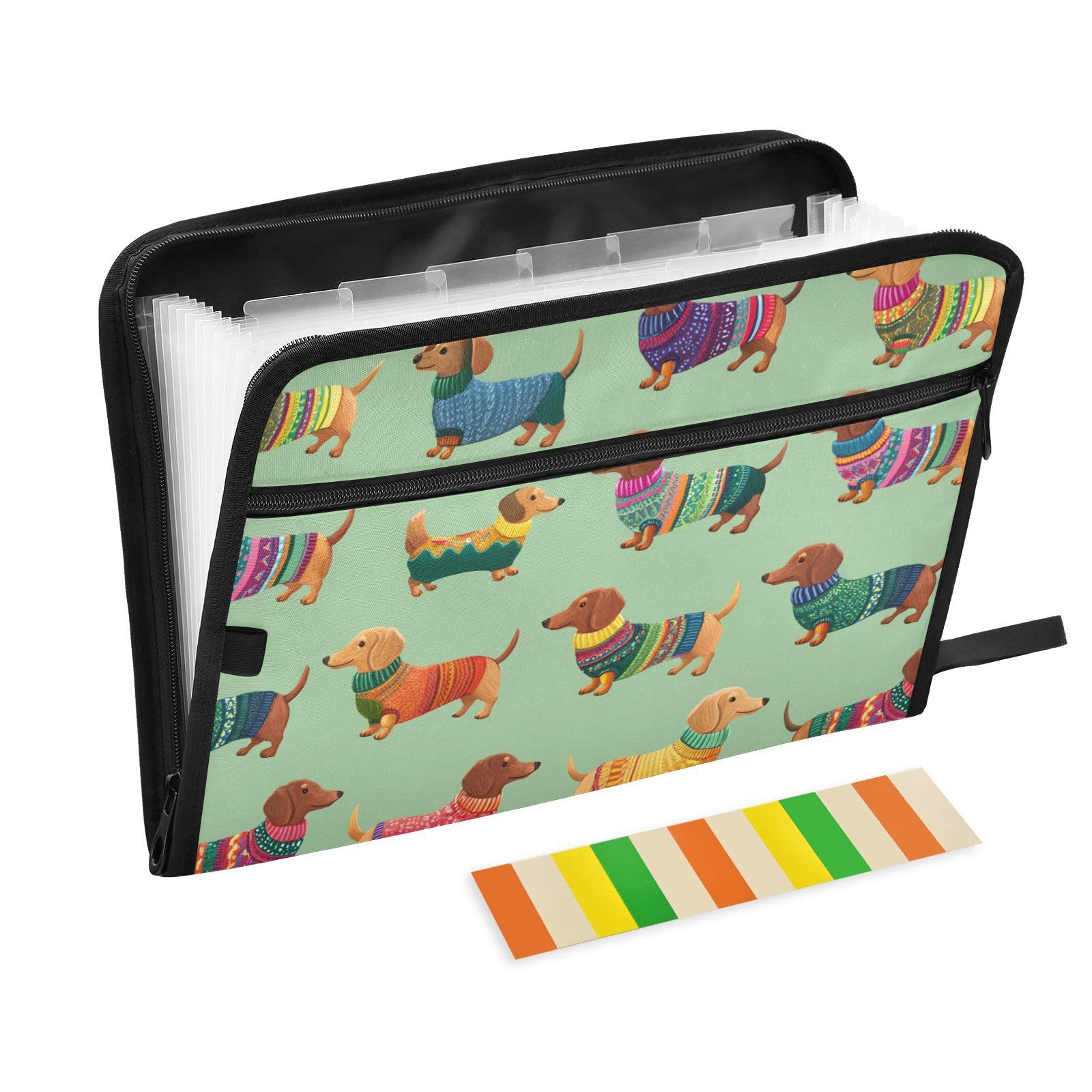 OTVEE Cartellina portadocumenti espandibile con 13 tasche e linguette colorate, con cerniera, formato A4