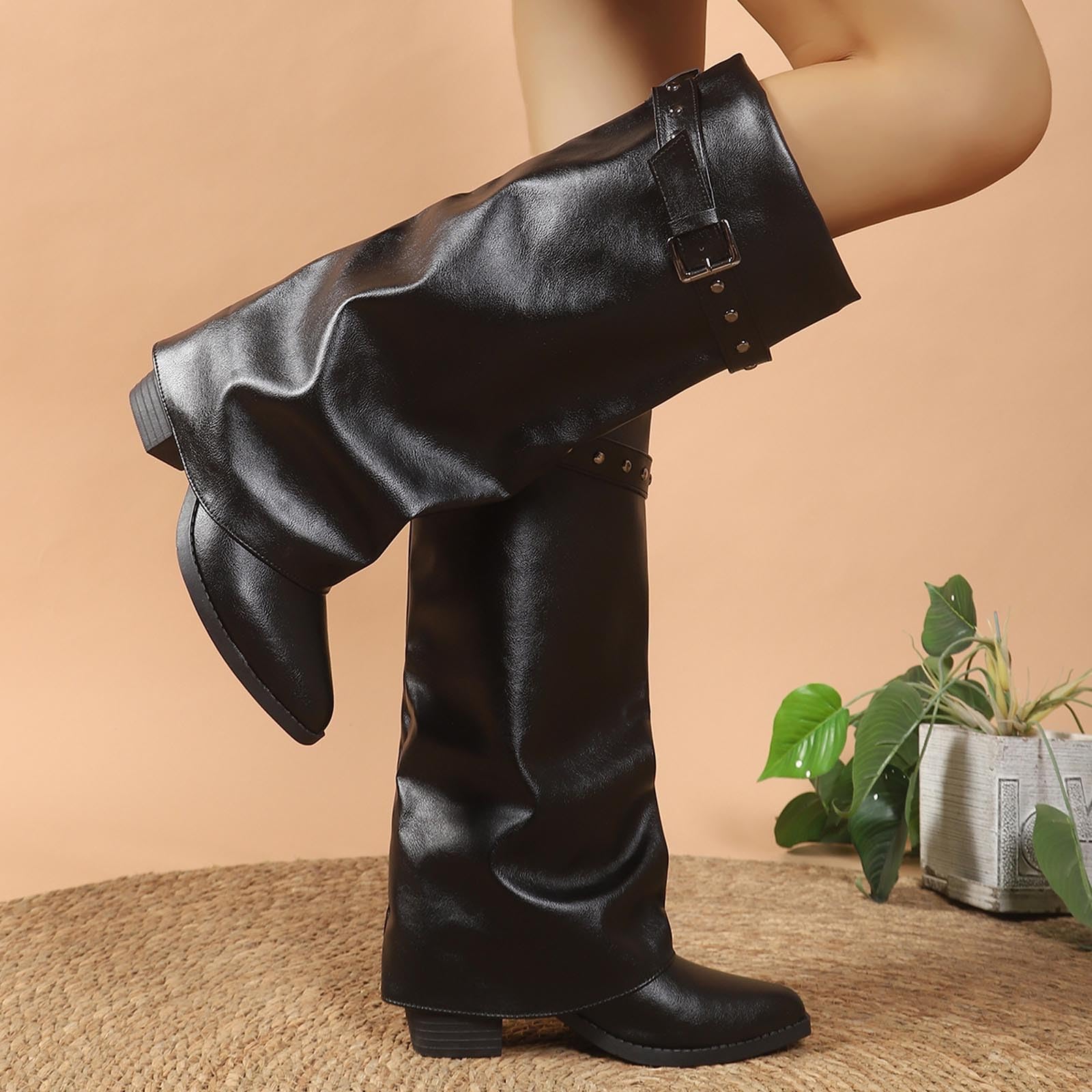 Botas Elegantes de Media caña con Parte Superior Estampada con Flores y caña con Hebilla – Calzado de otoño/tobillero para Mayor Comodidad Diaria