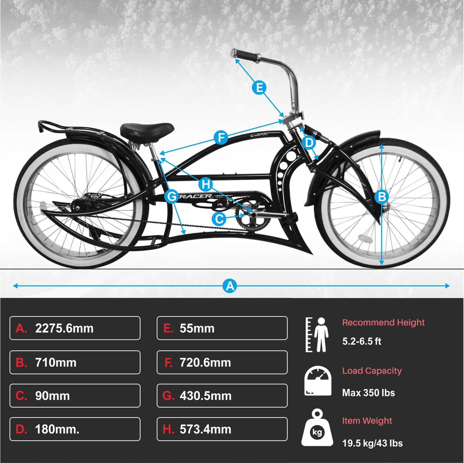 Amazon | Tracer KRAKER PRO 26インチ ストレッチチョッパー自転車