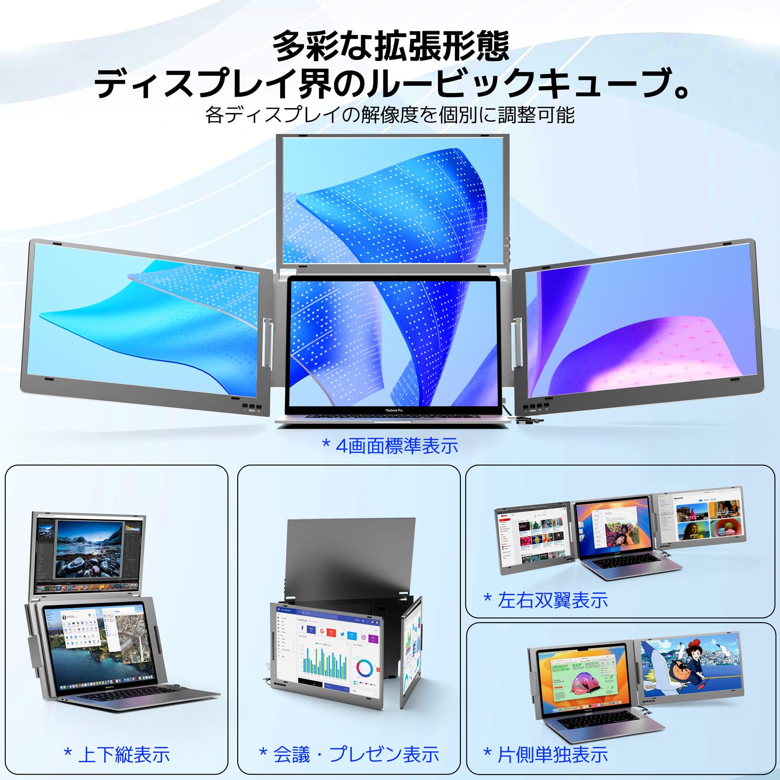 Amazon.co.jp: 15.6インチ トリプルモニター 金属ボディ マルチ