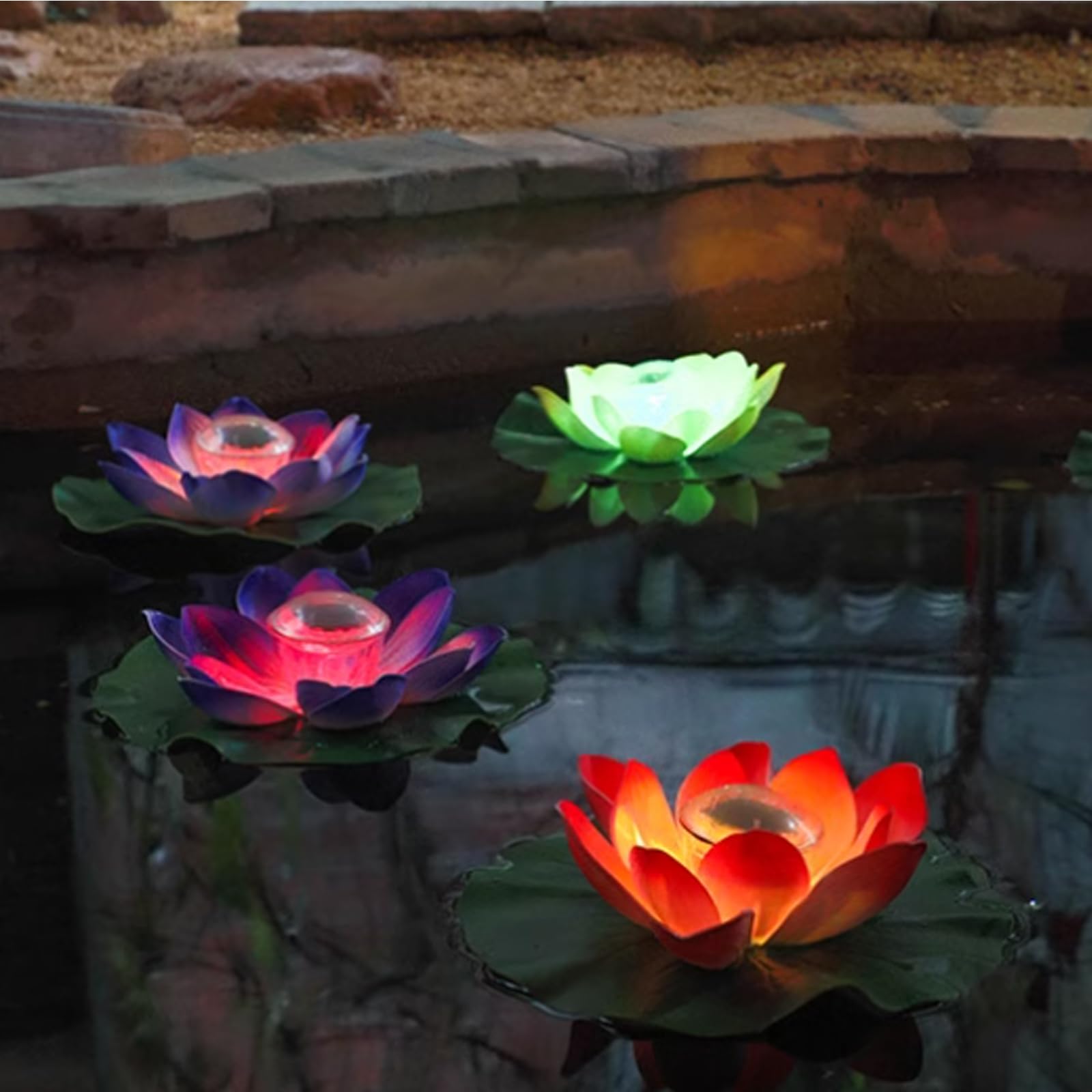 Luz solar de loto para piscina, LED impermeable, moderna lámpara flotante de jardín, 12 cm, encendido/apagado automático, para decoración de estanque, fuente de patio trasero (morado)