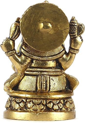 Miniatura 4 de ASHIRWAD Latón Señor Ganesha Idolo Estatua para el hogar Dios hindú Ganpati Bappa Vinayaka Pital Metal Murti (Ganesh-21)