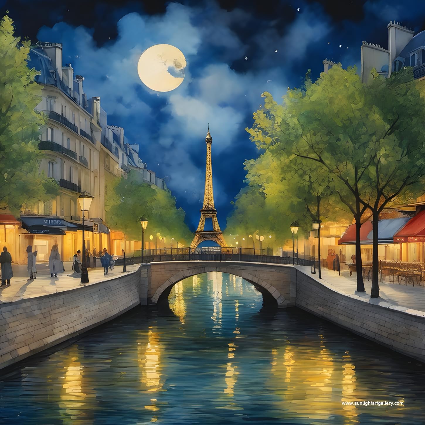 Sunlight Art Moon Over Paris Suncatcher 11"x 11" Window Panel, Sunlit Splendor of Paris France Eiffel Tower Painting, Beautiful Window Display for Kids of All Ages, Similar to Stained Glass Art