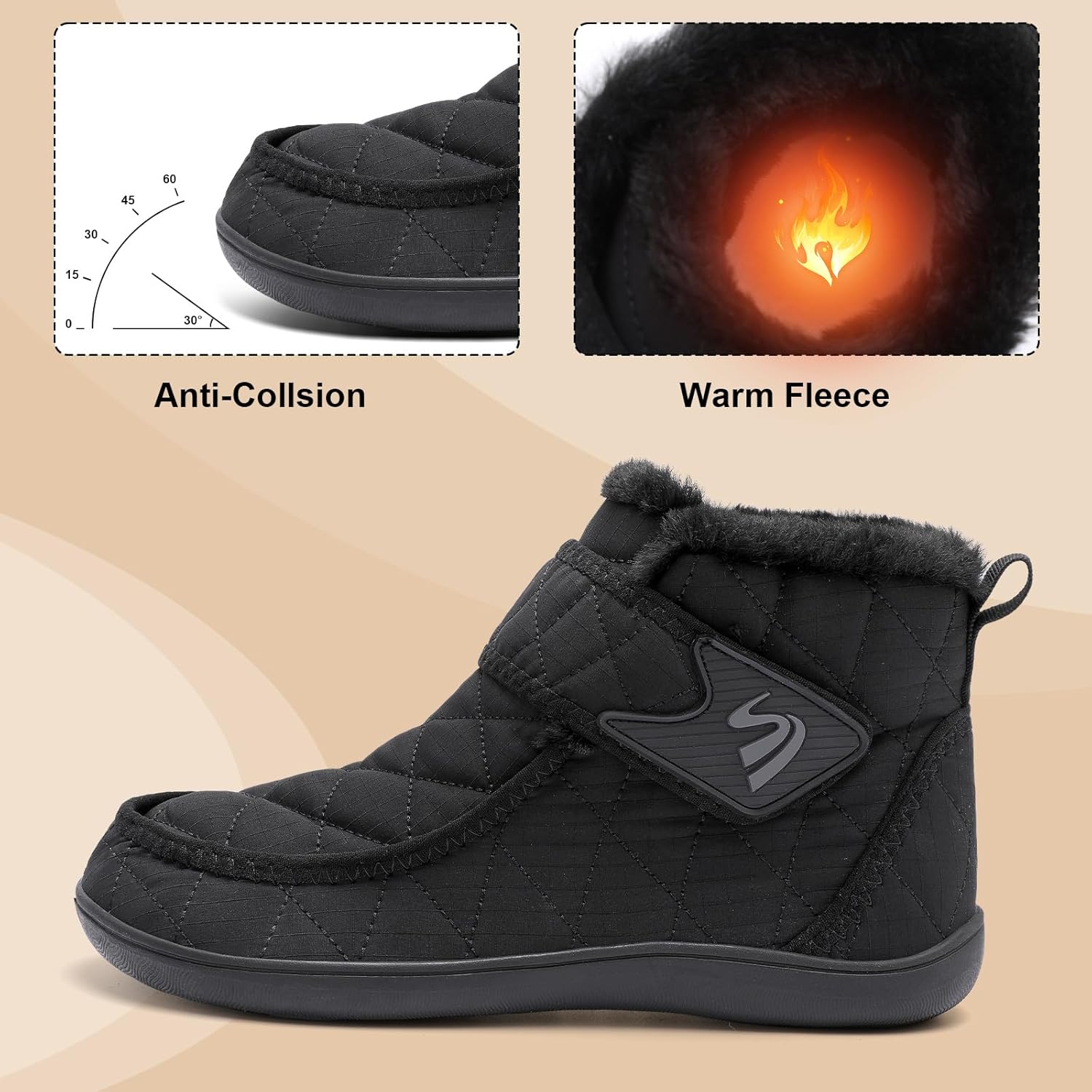 Spesoul Winter Boots for Women Waterproof Snow Boots Fuzzy Zero Drop Winter Shoes Slip On Ankle Booties for Outdoor Walking - Image 3