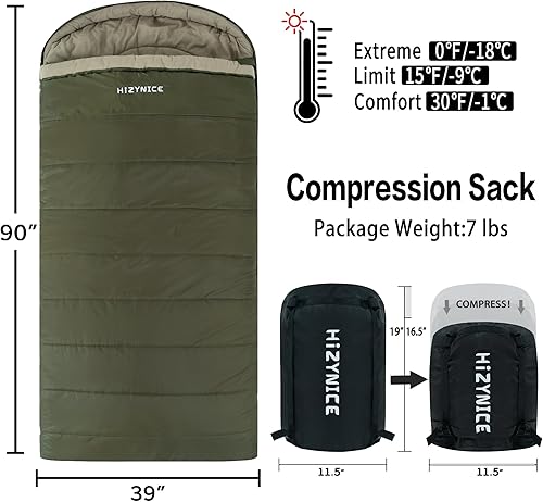 Miniatura 2 de Saco de dormir para clima frío 100% franela de algodón XXL para adultos grandes y altos, saco de compresión gratis