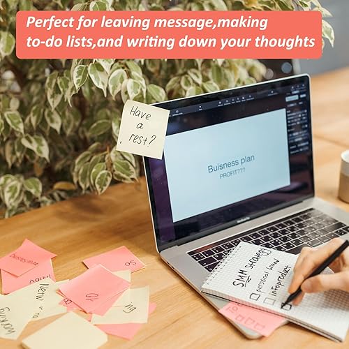 Miniatura 6 de Notas adhesivas de 3 x 3 pulgadas, 12 blocs de notas adhesivas coloridas, blocs de notas autoadhesivas, notas adhesivas a granel  50 hojasbloc (6