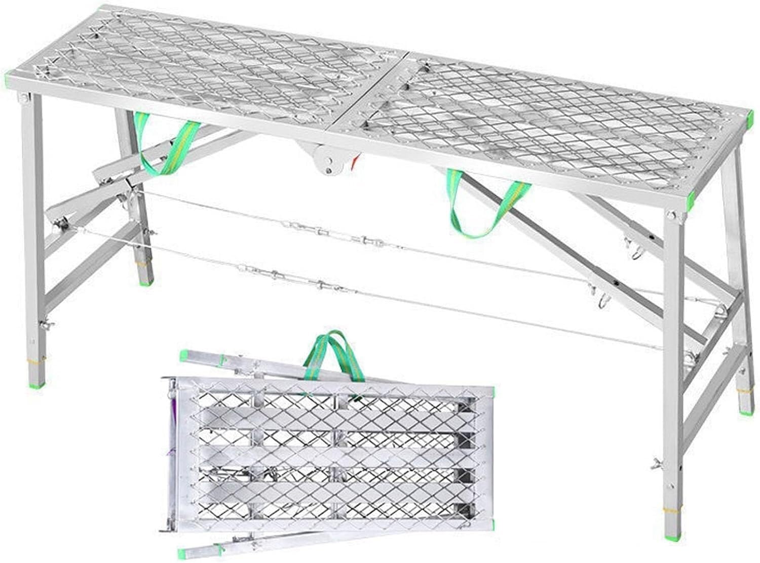 Przenośna, składana platforma robocza, stołek do rusztowania, uniwersalne wyposażenie rusztowania, stół warsztatowy (200 cm)