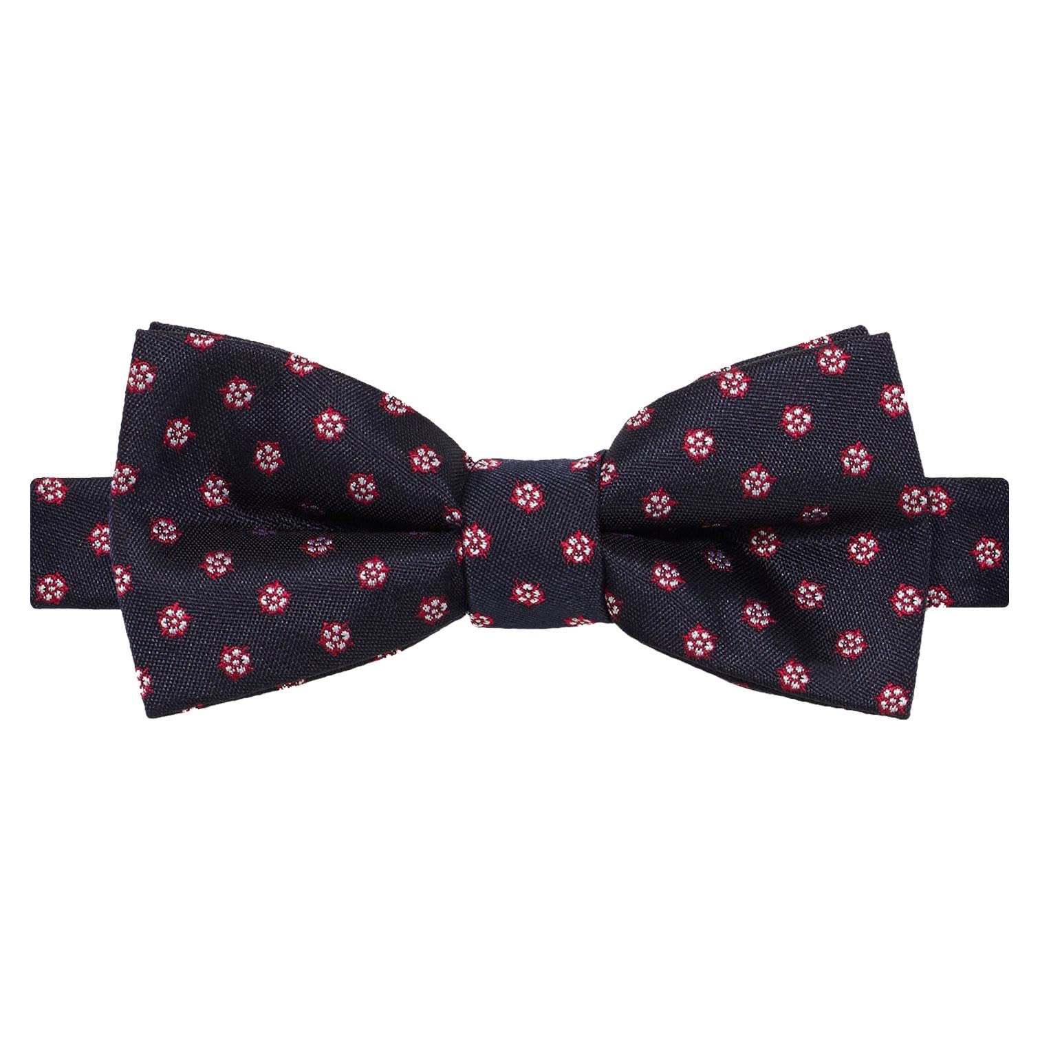 Roco boys banded navy dickie bow tie - England tudor rose
