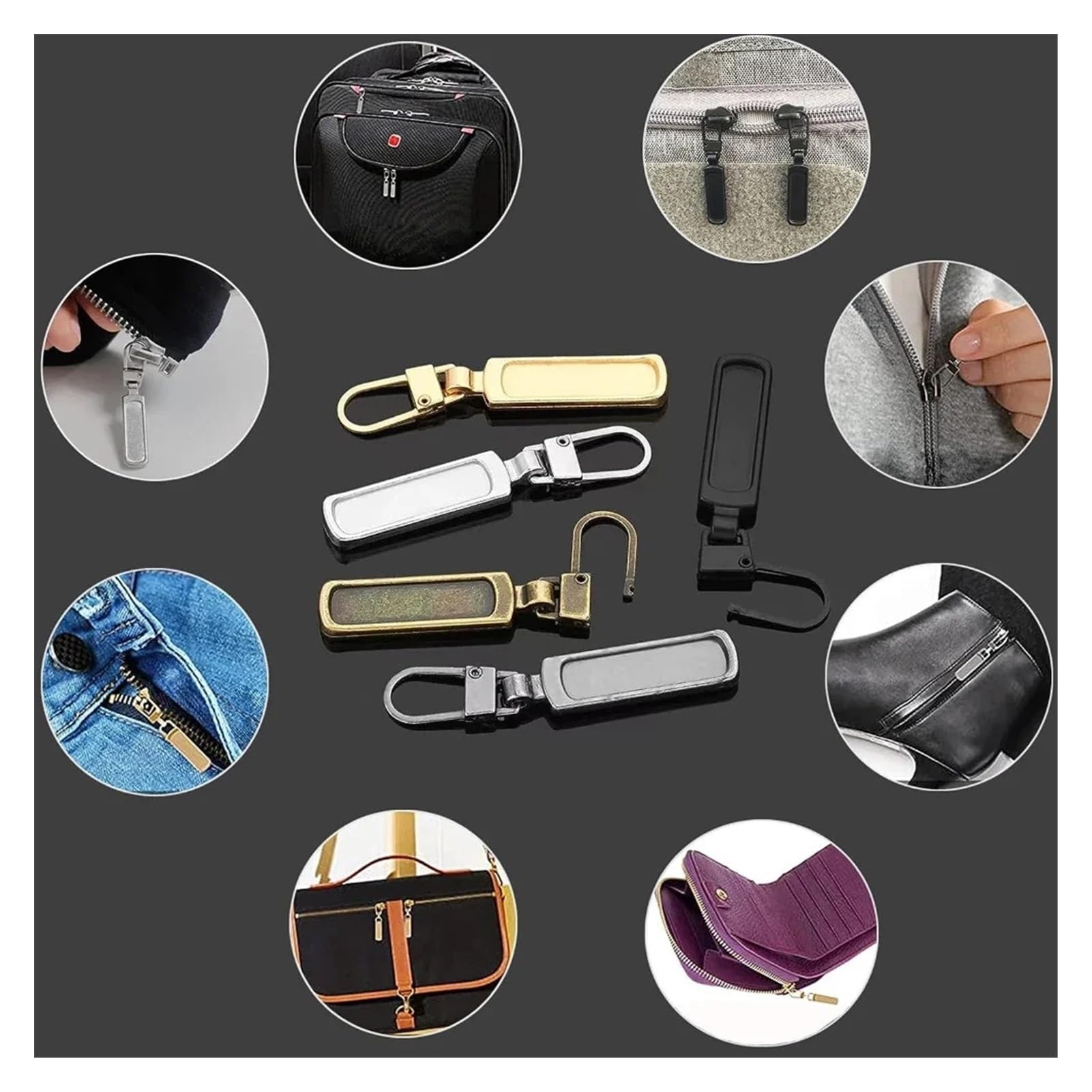 Recambios para tiradores de cremallera, Kit de reparación desmontable repuesto deslizador cremallera metal multicolor for bolsos y equipaje(Sliver-2pcs)