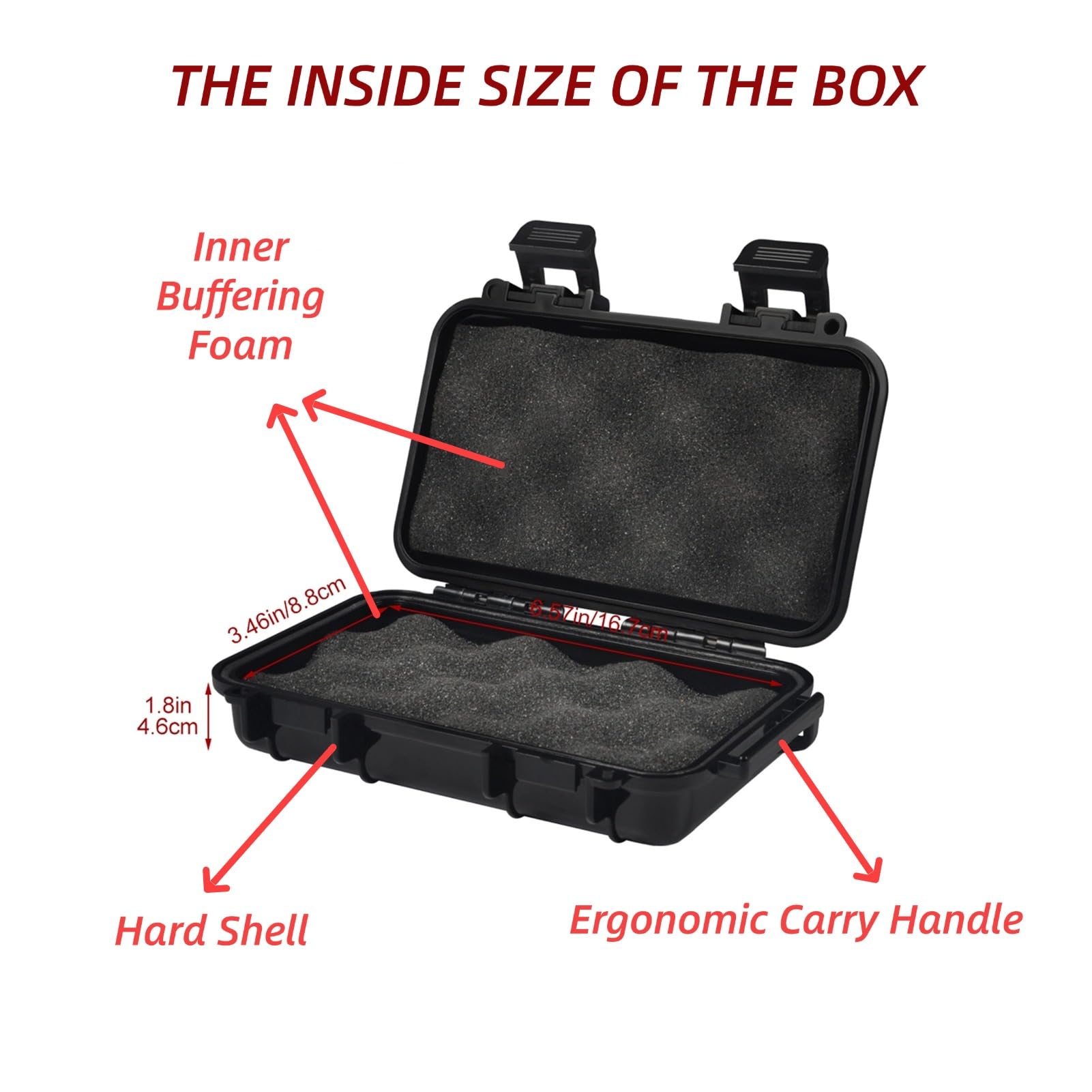 Dilwe VGEBY Boîte de Rangement Sec Antichoc de boîte imperméable, poignée protectrice en Plastique Dure Carry Touch Phone + Mousse + poignée pour la pêche Camping randonnée(L-Noir)