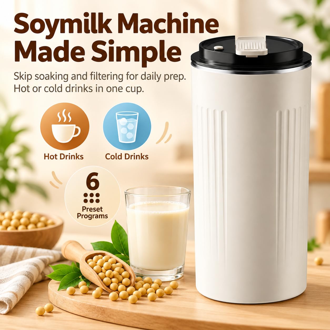 Maszyna Do Mleka Sojowego, 6 Wstępnie Ustawionych Programów, 350 Ml