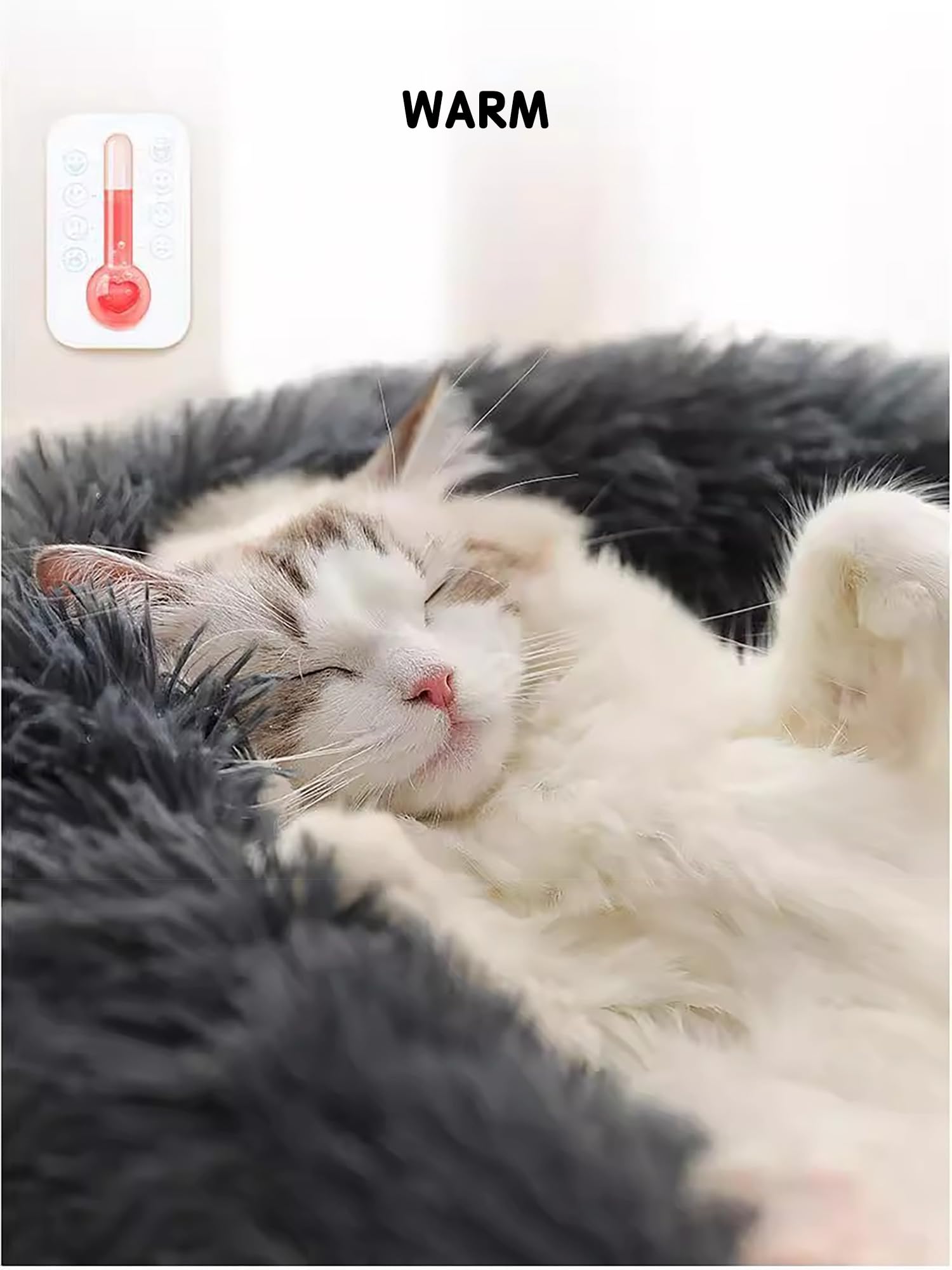 سرير للكلاب والقطط، سرير دائري منفوش للحيوانات الاليفة، سلة قطط، وسادة قطط مخملية ناعمة، سلة كلاب للقطط المتوسطة والكبيرة وغيرها من الحيوانات الاليفة (50 سم، رمادي داكن)