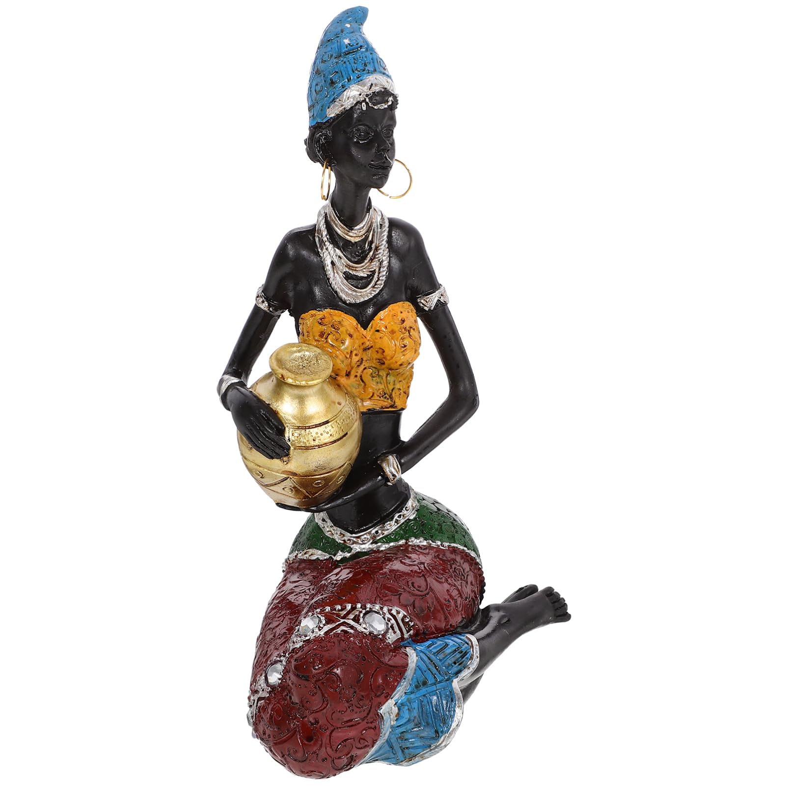 Personajes Africanos De Resina Escultura De Mujer Africana Decoración Artesanal para Hogar Sala De Estar Dormitorio Obsequio De San Valentín Figura De Escritorio