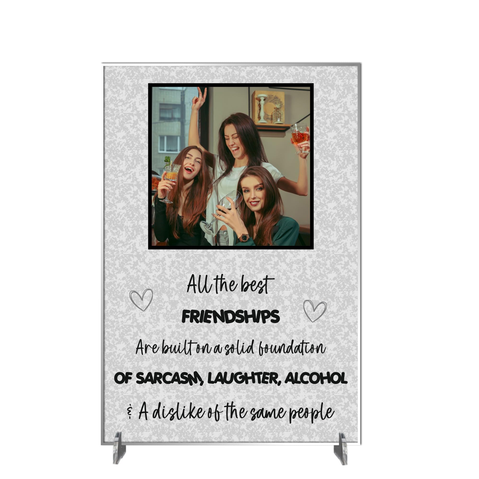 Customised Best Friend Freestanding Plaque - Personalised Photo Friendship Sign - Unique Best Friend Gift - Cherish Memories Forever (Acrylic A4 30cm x 21cm, Alcohol)